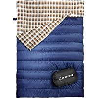 Bessport Saco de Dormir Doble- Saco de Dormir para Adultos con Mochila- Ligero y Repelente al Agua para Acampar- Caminar…